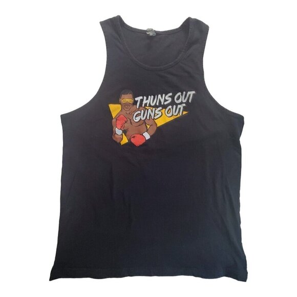 Next Level Other - Mike Tyson Thuns Out Guns Out Mens Black Tank Top Graphic Shirt Sports Sz M  Tee